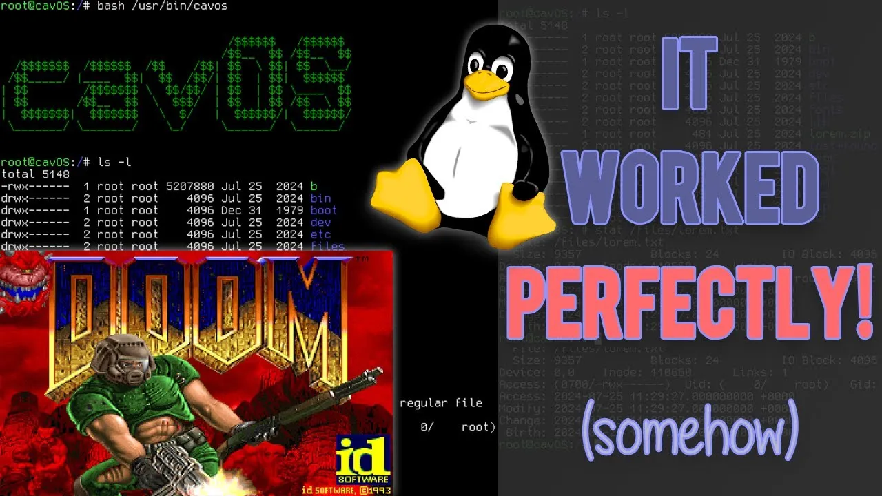 Running Linux software on a FROM SCRATCH OS! OSDev userspace